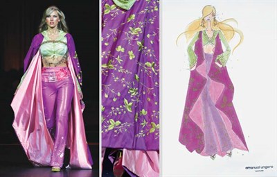 Lot 12 - Ungaro Couture Embroidered Magenta Pant...