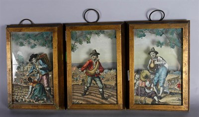 Lot 1566 - Set of Six German Colored Prints in Shadow Boxes