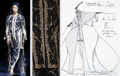 Lot 26 - Ralph Rucci Couture Black Silk Tulle and Gold...