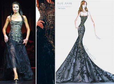 Lot 9 - Elie Saab Black Lace and Tulle Embroidered...