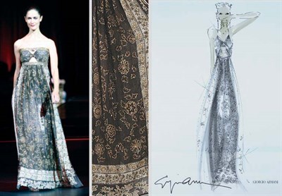 Lot 16 - Armani Charcoal Gray Chiffon Embroidered...