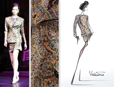 Lot 21 - Valentino Couture Silk Gold Lame Brocade Suit...