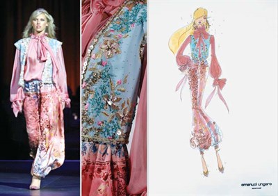 Lot 11 - Ungaro Couture Silk Embroidered Harem Ensemble...