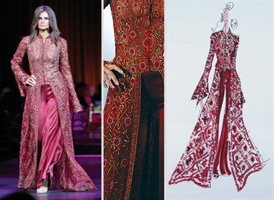 Lot 29 - Reem Acra Metallic Gold Embroidered Coatdress...