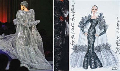 Lot 6 - Lacroix Couture Black Metallic Gown and Tulle...