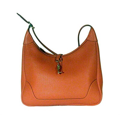 Lot 232 - Hermes Orange Leather Le Trim Handbag Zipper...