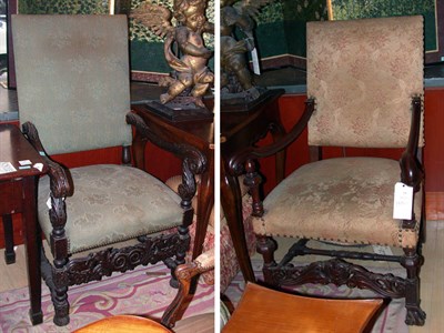 Lot 541 - Two Renaissance Style Upholstered Armchairs