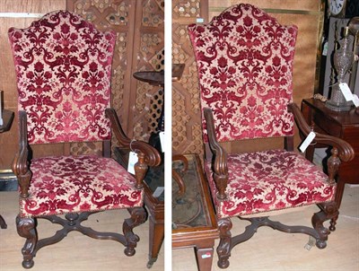 Lot 245 - Pair of Louis XIV Style Upholstered Walnut...