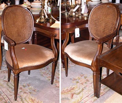 Lot 315 - Set of Six Louis XVI Style Walnut Caned Back...
