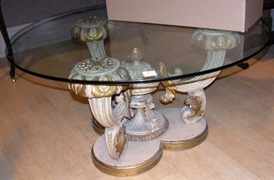 Lot 161 - Neoclassical Style Glass Top Gilt and Painted...