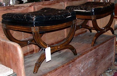 Lot 289 - Pair of Neoclassical Style Mahogany Leather...