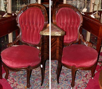 Lot 407 - Pair of Victorian Style Upholstered Walnut...