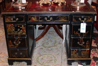 Lot 306 - Georgian Style Chinoiserie Decorated Leather...