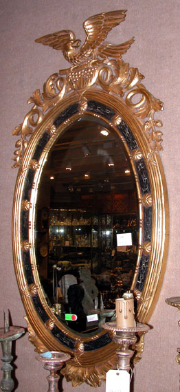 Lot 294 - Georgian Style Gilt Oval Mirror Surmounted by...