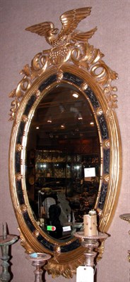 Lot 294 - Georgian Style Gilt Oval Mirror Surmounted by...