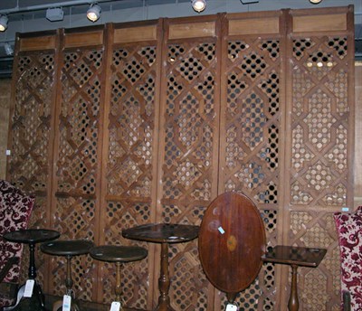 Lot 244 - Indian Style Carved Sandalwood Six-Panel...