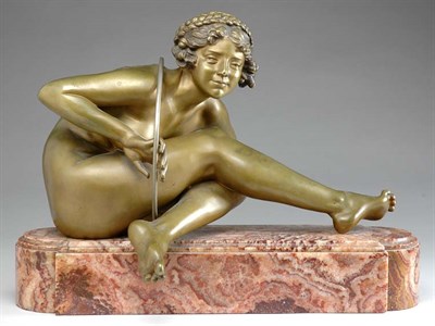 Lot 2362 - Art Deco Bronze and Hardstone Figure After a...