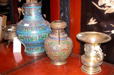 Lot 334 - Three Chinese Cloisonne Vessels; Together with...
