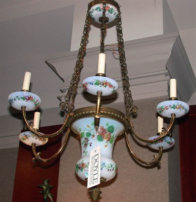 Lot 459 - Victorian Style Polychrome Painted Glass...