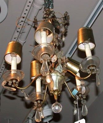 Lot 468 - Gilt-Metal and Glass Six-Light Chandelier