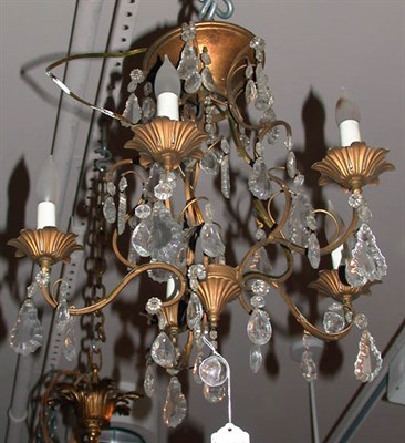 Lot 471 - Louis XV Style Gilt-Metal and Glass Five-Light...