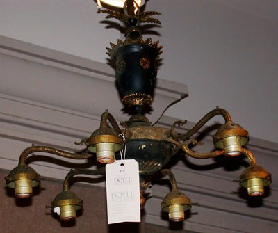 Lot 475 - Gilt and Patinated-Metal Six-Light Chandelier
