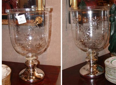 Lot 513 - Pair of Mercury Glass and Cut Glass Urns...