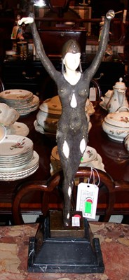 Lot 1608 - Art Deco Style Bronze and Faux Ivory Figure of...