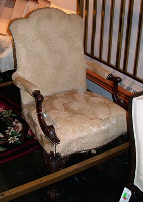 Lot 1215 - Louis XV Style Carved Mahogany Open Armchair
