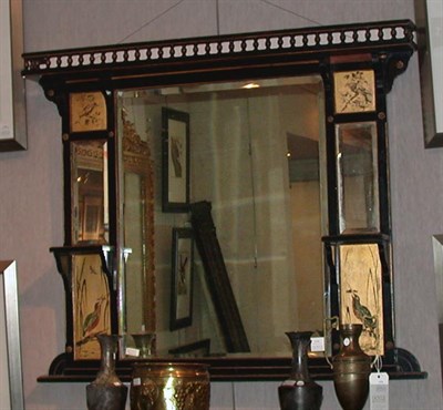 Lot 1133 - Black Lacquered and Gilt Overmantel Mirror...