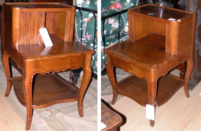 Lot 186 - Pair of Louis XV Style Fruitwood Two-Tier Side...