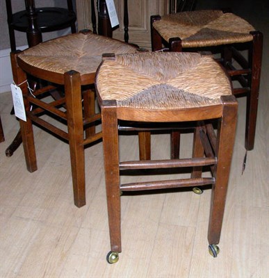 Lot 199 - Three Provincial Style Rush Seat Stools