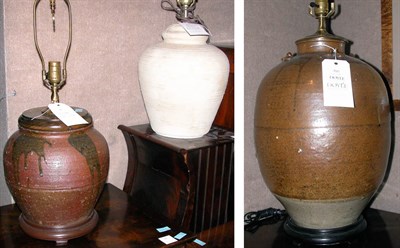 Lot 200 - Three Ceramic Urn-Form Lamps