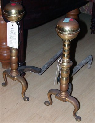 Lot 208 - Pair of Georgian Style Brass Andirons