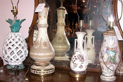 Lot 281 - Four Ceramic Lamps Including one in the form...