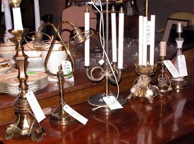 Lot 316 - Six Brass Lamps