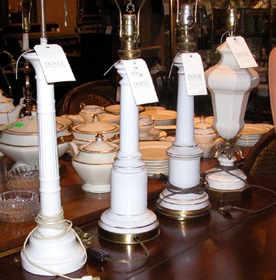 Lot 326 - Four White Ceramic Lamps