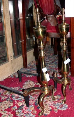 Lot 411 - Pair of Georgian Style Brass Andirons