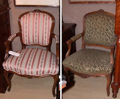 Lot 415 - Two Louis XV Style Walnut Fauteuils