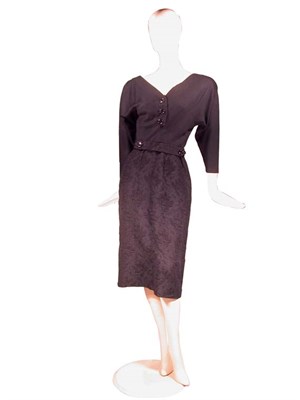 Lot 52 - Galanos Black Wool and Silk Dress American,...