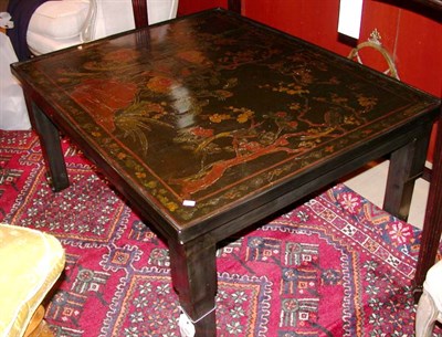 Lot 1689 - Chinese Floral Decorated Black Lacquered Low...