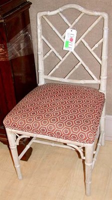 Lot 1219 - Set of Four White Painted Faux Bamboo Side Chairs