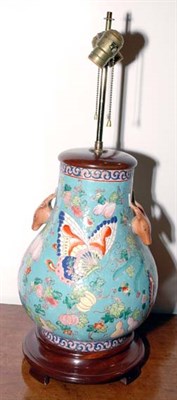 Lot 3255 - Chinese Inspired Polychrome Two-Light Lamp...