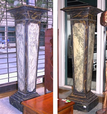 Lot 698 - Pair of Faux Marble Painted Wood Pedestals...
