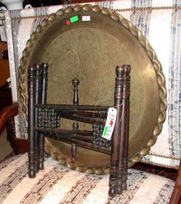 Lot 1442 - Moroccan Engraved Brass and Ebonized Low Table...