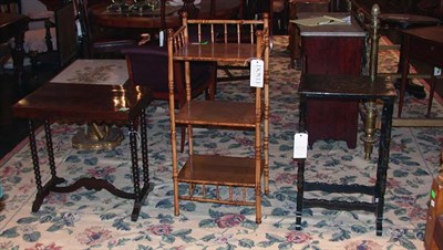 Lot 1181 - Bamboo Etagere; Together with Victorian Mother...