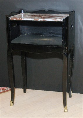 Lot 430 - Louis XV Style Marble Top Ebonized Bedside...