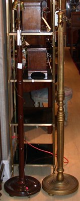 Lot 1313 - Wood Two-Light Floor Lamp; Together with a...