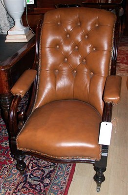 Lot 1433 - Early Victorian Upholstered Mahogany Armchair