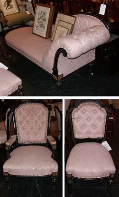 Lot 1206 - Napolean III Ebonized and Tufted Upholstered...